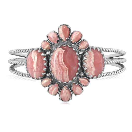 EXCLUSIVELY OURS! Sterling Silver Oval and Pear Rhodochrosite Cuff Bracelet
