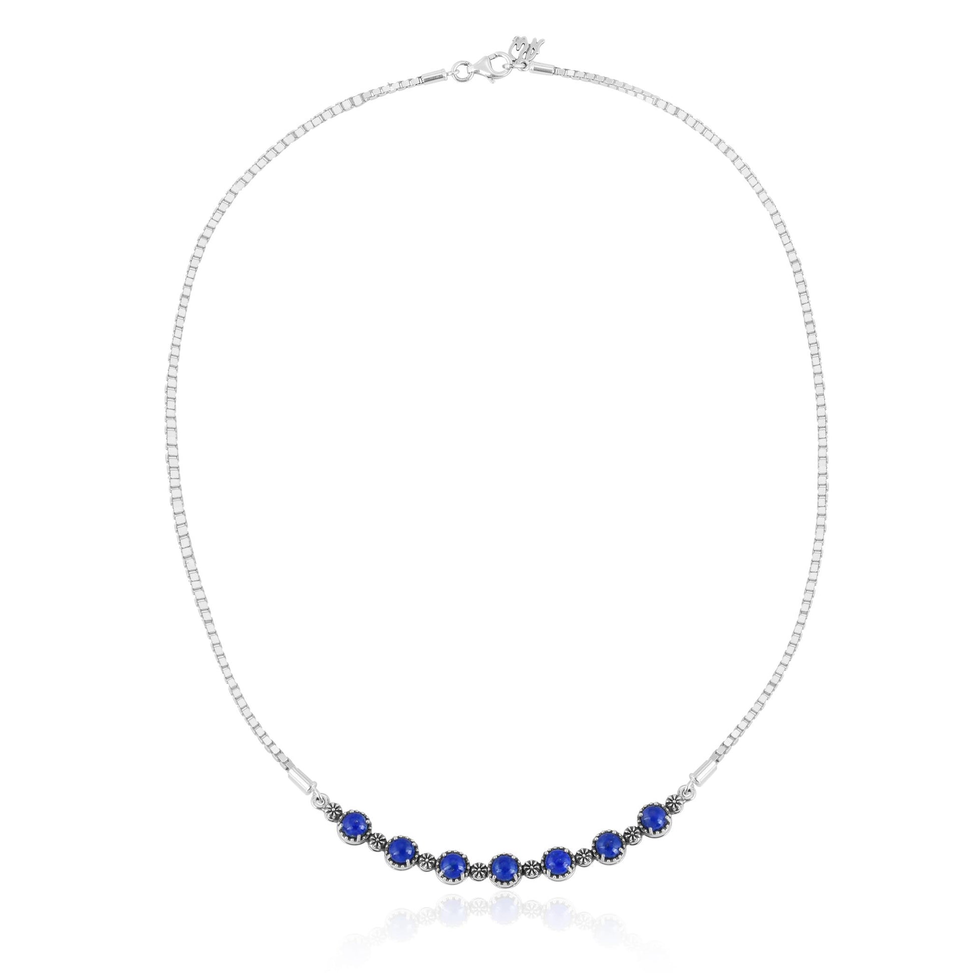Sterling Silver Lapis Friendship Plaque Necklace
