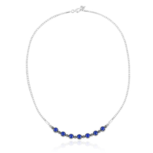 Sterling Silver Lapis Friendship Plaque Necklace