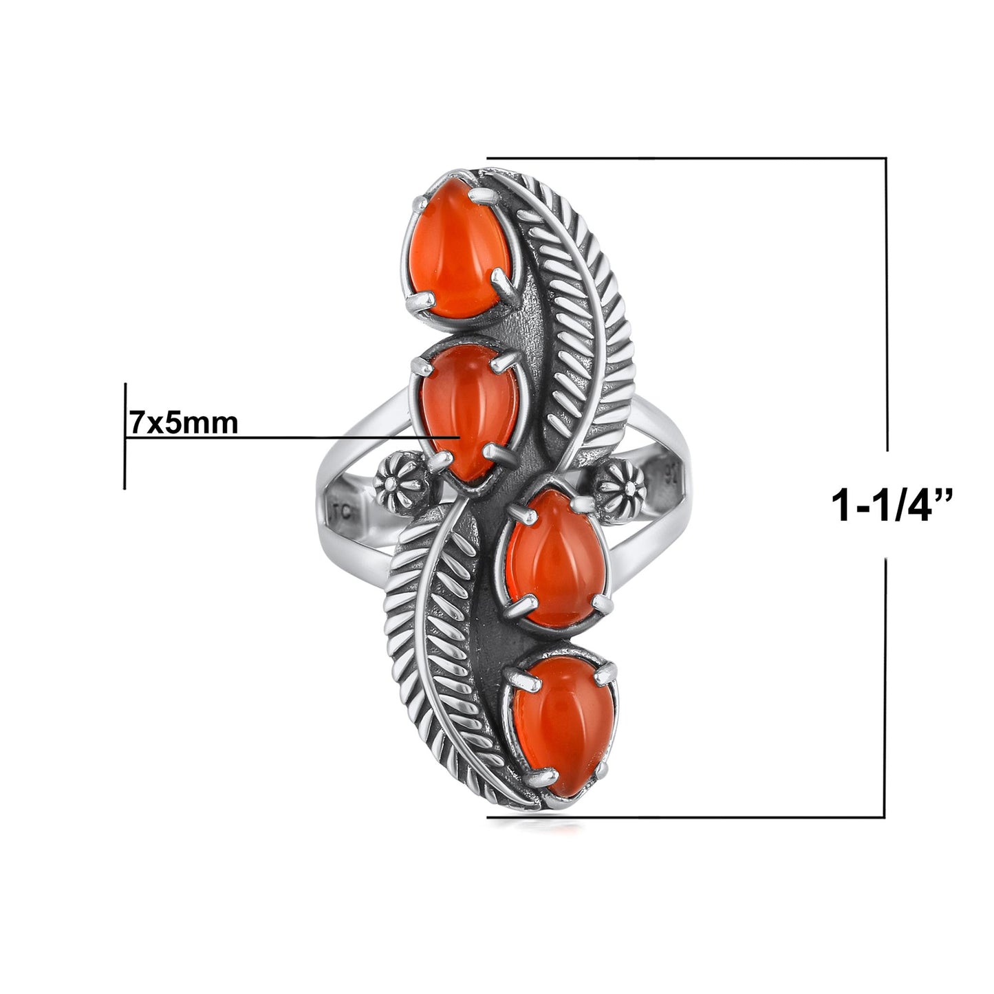 EXCLUSIVELY OURS! Sterling Silver Red Onyx Elongated Leaf Ring