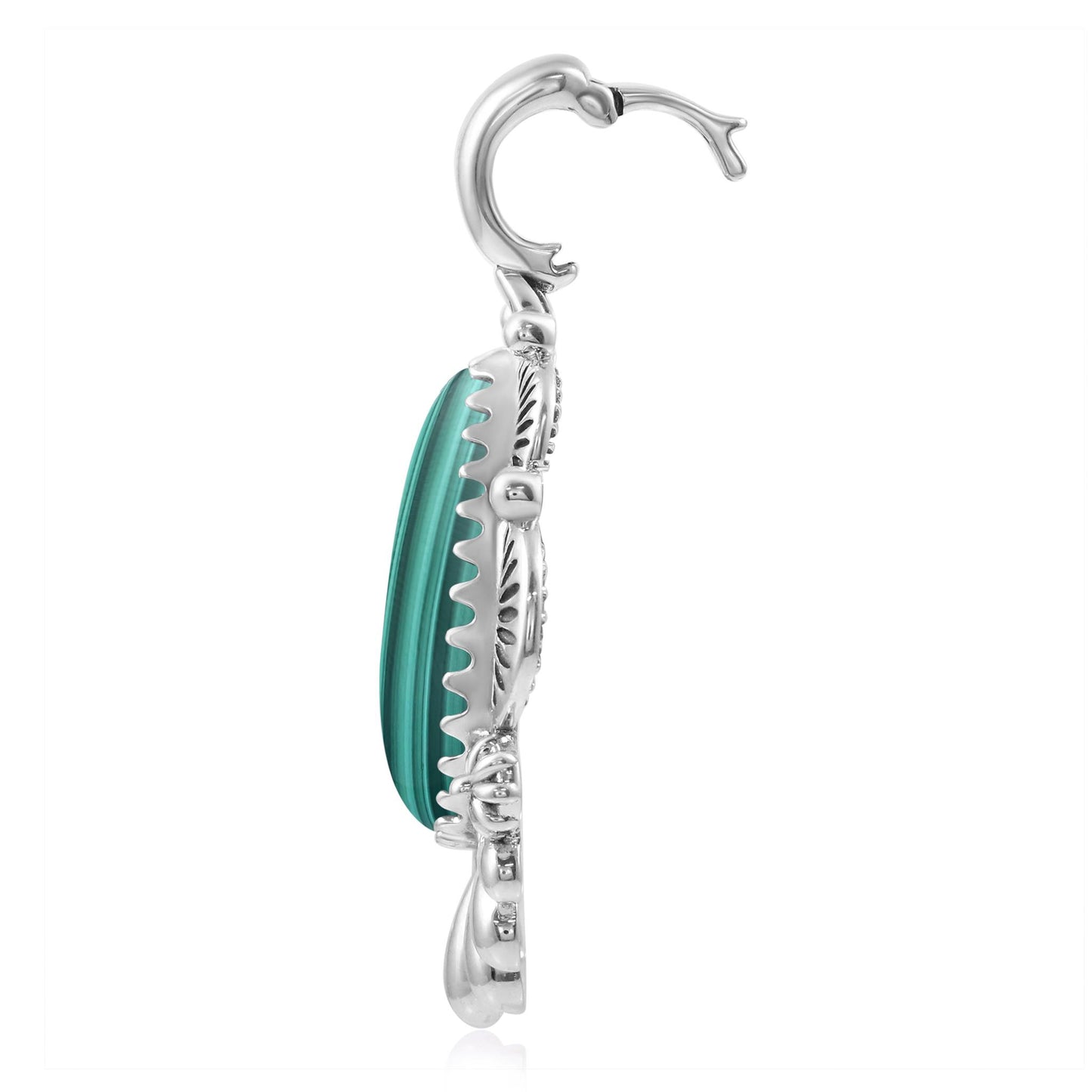 LIMITED EDITION! Sterling Silver Malachite Scalloped Pear Pendant Enhancer