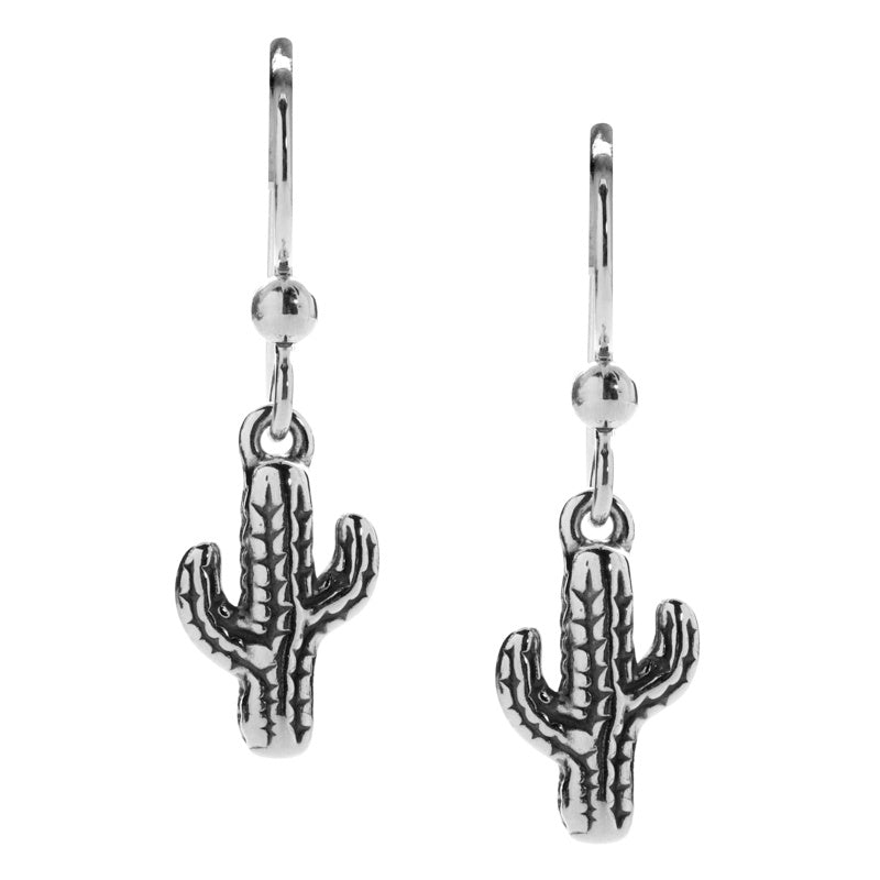 Little silver cactus earrings American cowboy earrings Sterling silver southwestern earrings Saguaro cactus jewellery Wild west