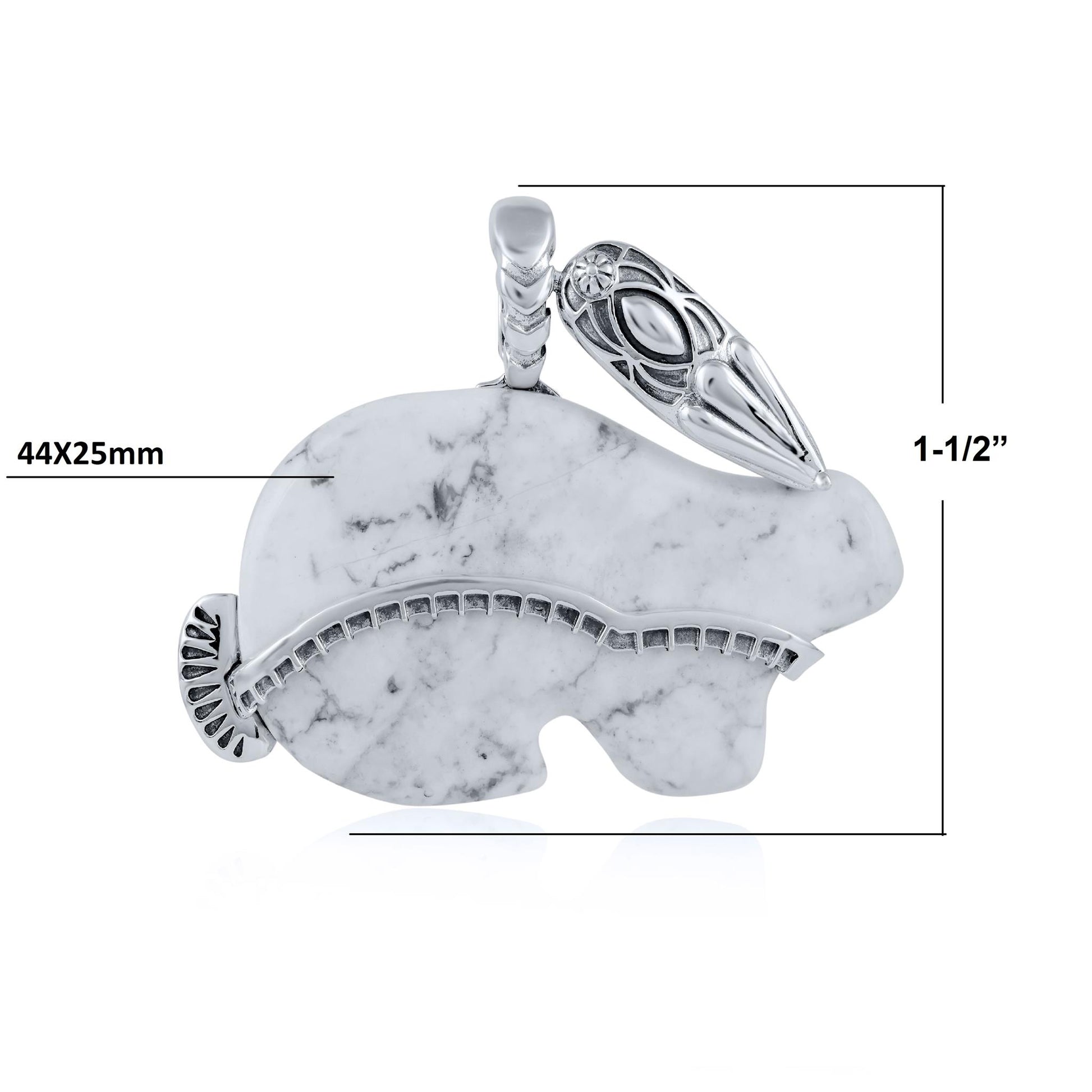 Sterling Silver White Howlite Rabbit "Trickster" Pendant Enhancer 