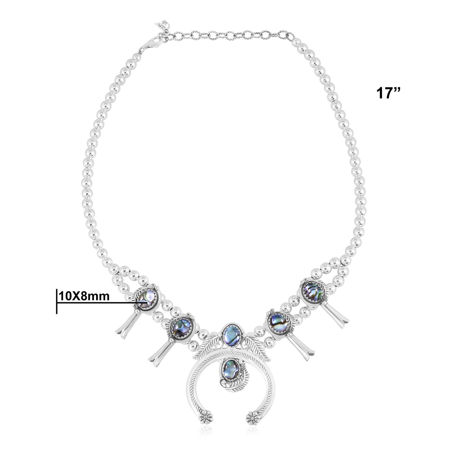 Sterling Silver Abalone Shell Squash Blossom Necklace