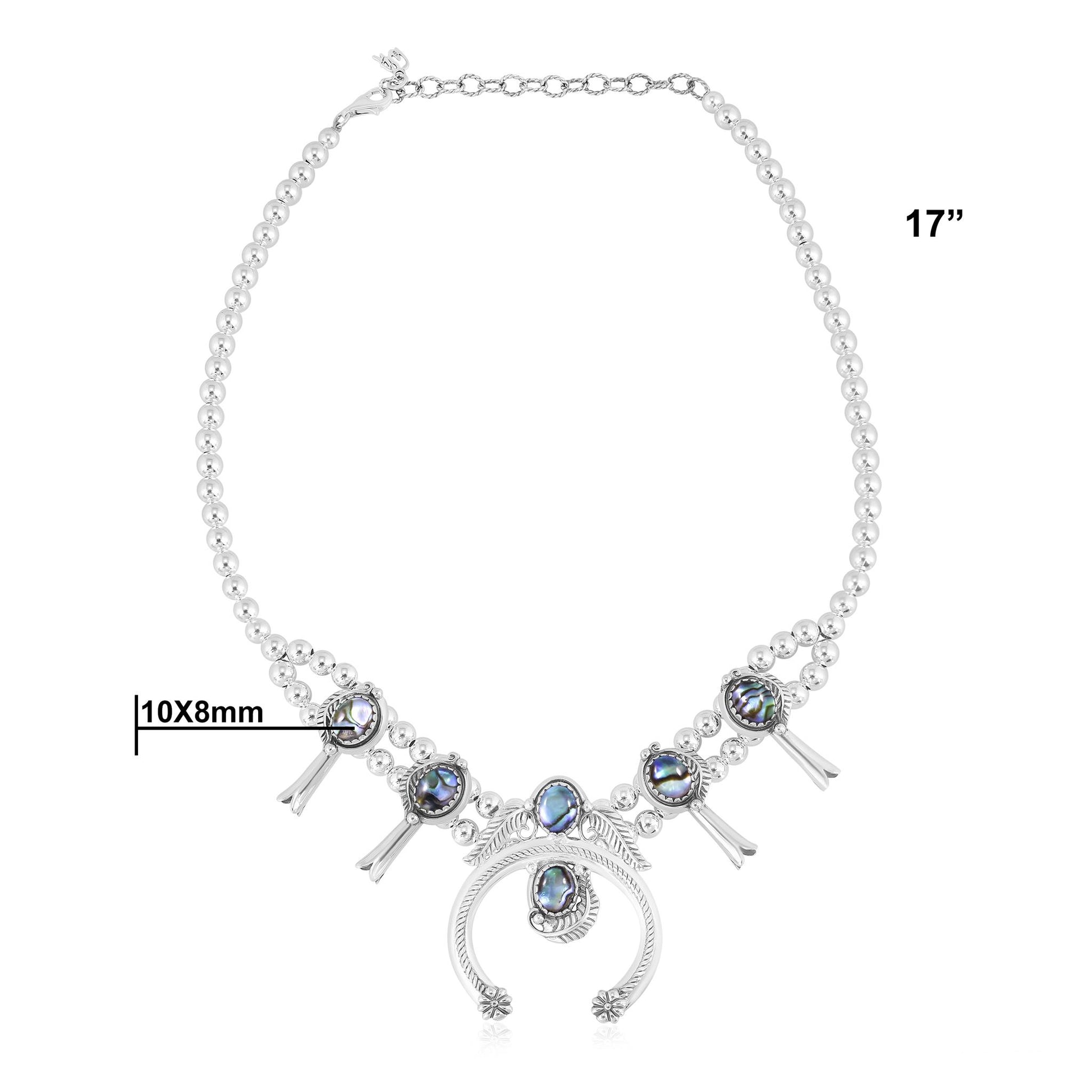 Sterling Silver Abalone Shell Squash Blossom Necklace