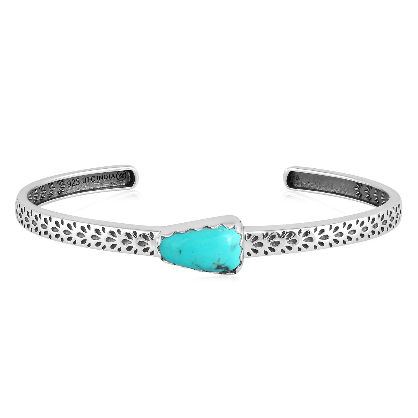 EXCLUSIVELY OURS! Sterling Silver Kingman Turquoise Fancy Cut Stackable Cuff Bracelet, Sizes Small to Large