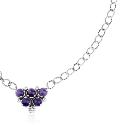 EXCLUSIVELY OURS! Sterling Silver Charoite Concha Cluster Oval Link Necklace, 20 Inches