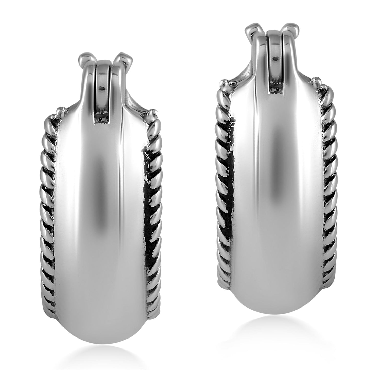 EXCLUSIVELY OURS! Sterling Silver Rope Edge Huggie Hoop Earrings