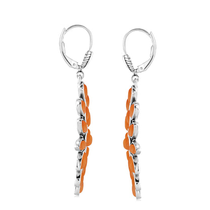 EXCLUSIVELY OURS! Sterling Silver Orange Spiny Oyster Cluster Dangle Earrings