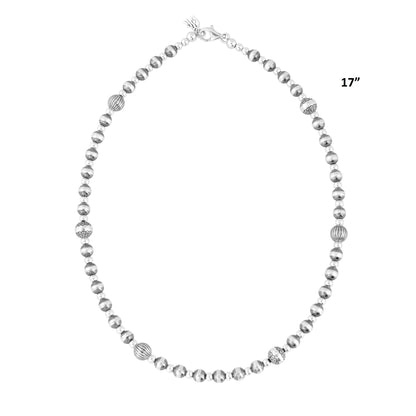 Sterling Silver Bead and Link Necklace