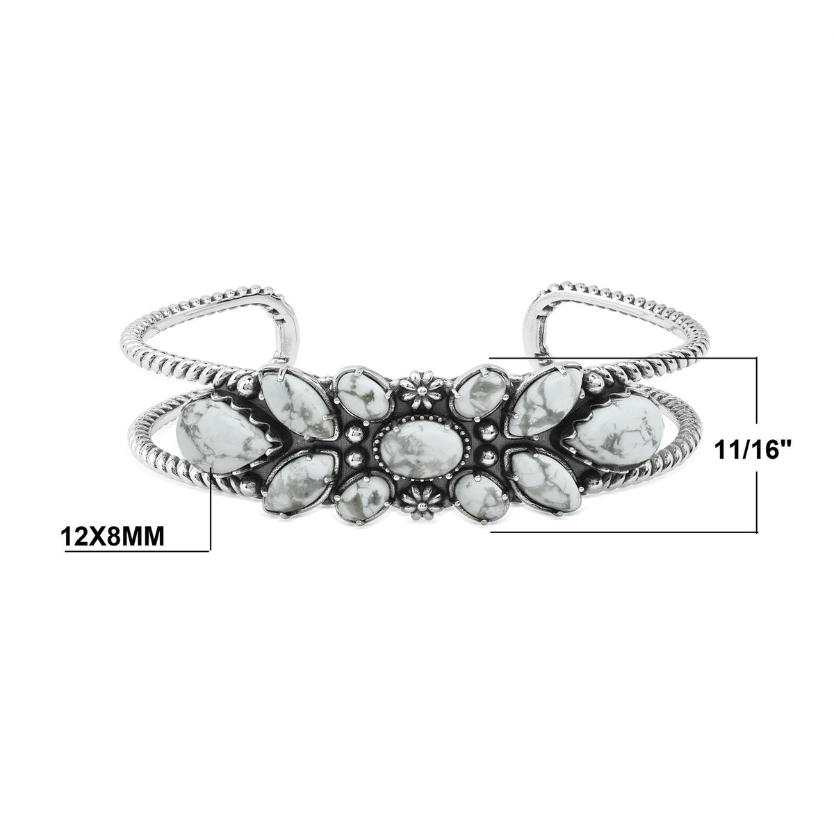 EXCLUSIVELY OURS! Sterling Silver White Howlite Cluster Cuff Bracelet