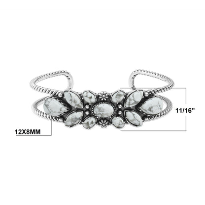 EXCLUSIVELY OURS! Sterling Silver White Howlite Cluster Cuff Bracelet