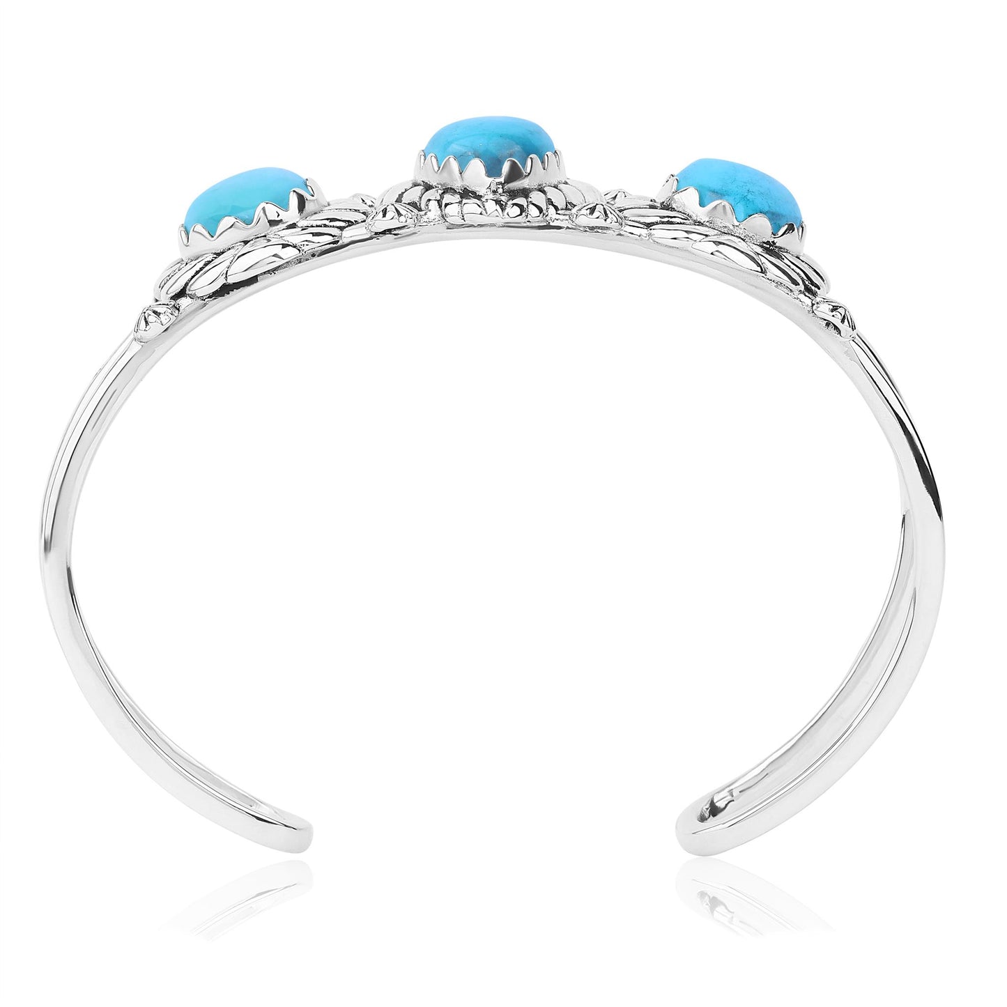 LIMITED EDITION! Sterling Silver Kingman Turquoise Pear Cut Rope Design Cuff Bracelet, Sizes Small to Large