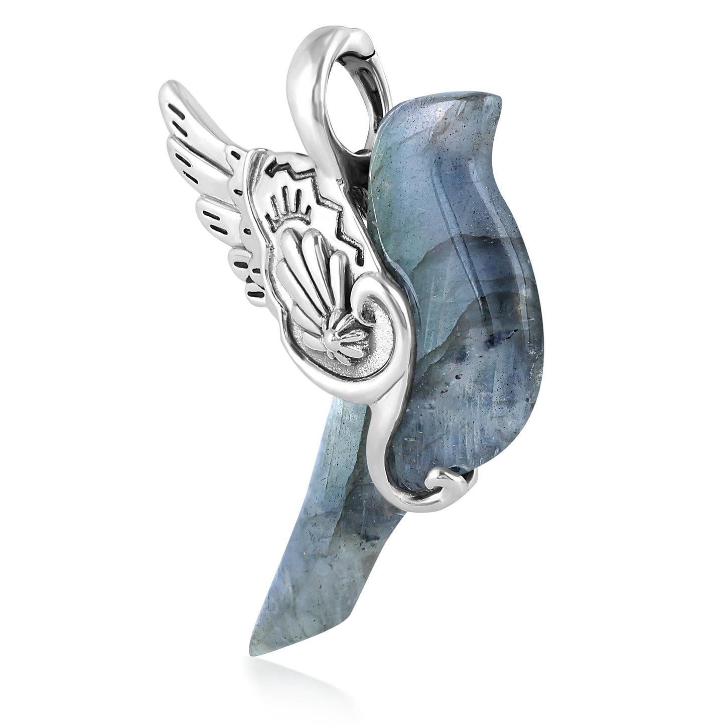 Sterling Silver Labradorite Spirit Bird Pendant Enhancer