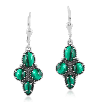 EXCLUSIVELY OURS! Sterling Silver Malachite Lever Back Dangle Earrings