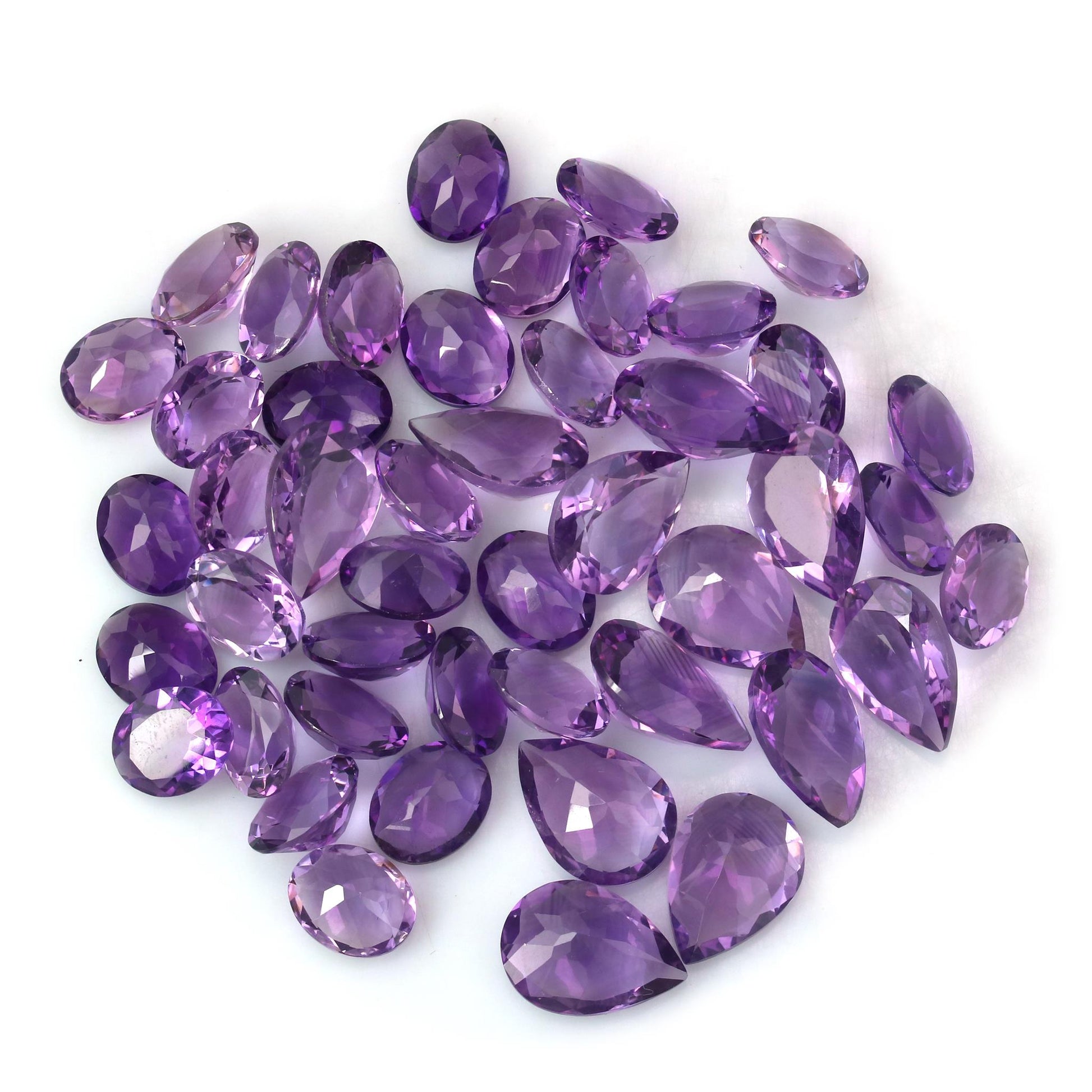 Sterling Silver Amethyst 3-Stone Fan Ring