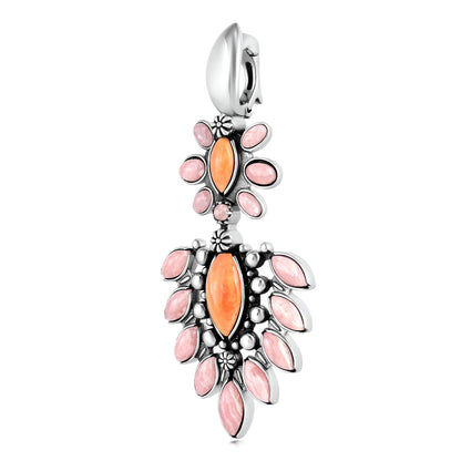 EXCLUSIVELY OURS! Sterling Silver Orange Spiny Oyster and Rhodochrosite Oval and Marquise Pendant Enhancer