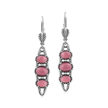 EXCLUSIVELY OURS! Sterling Silver Rhodonite Friendship Lever Back Dangle Earrings