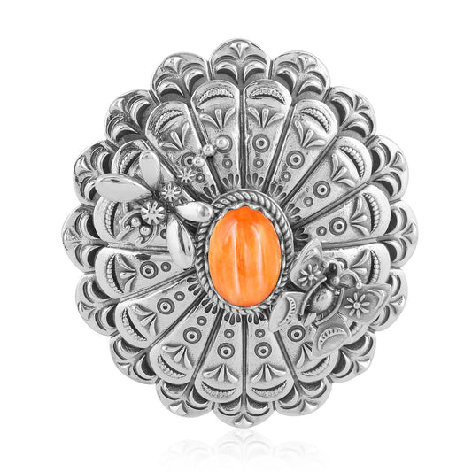 Sterling Silver Orange Spiny Oyster Butterfly and Dragonfly Pendant Enhancer