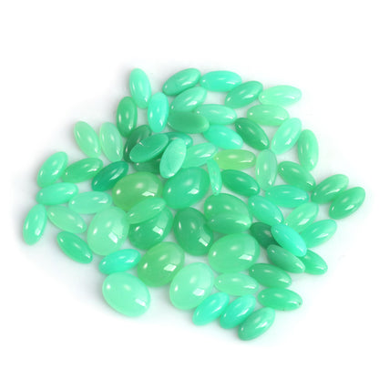 Sterling Silver Chrysoprase Oval Concha Earrings 