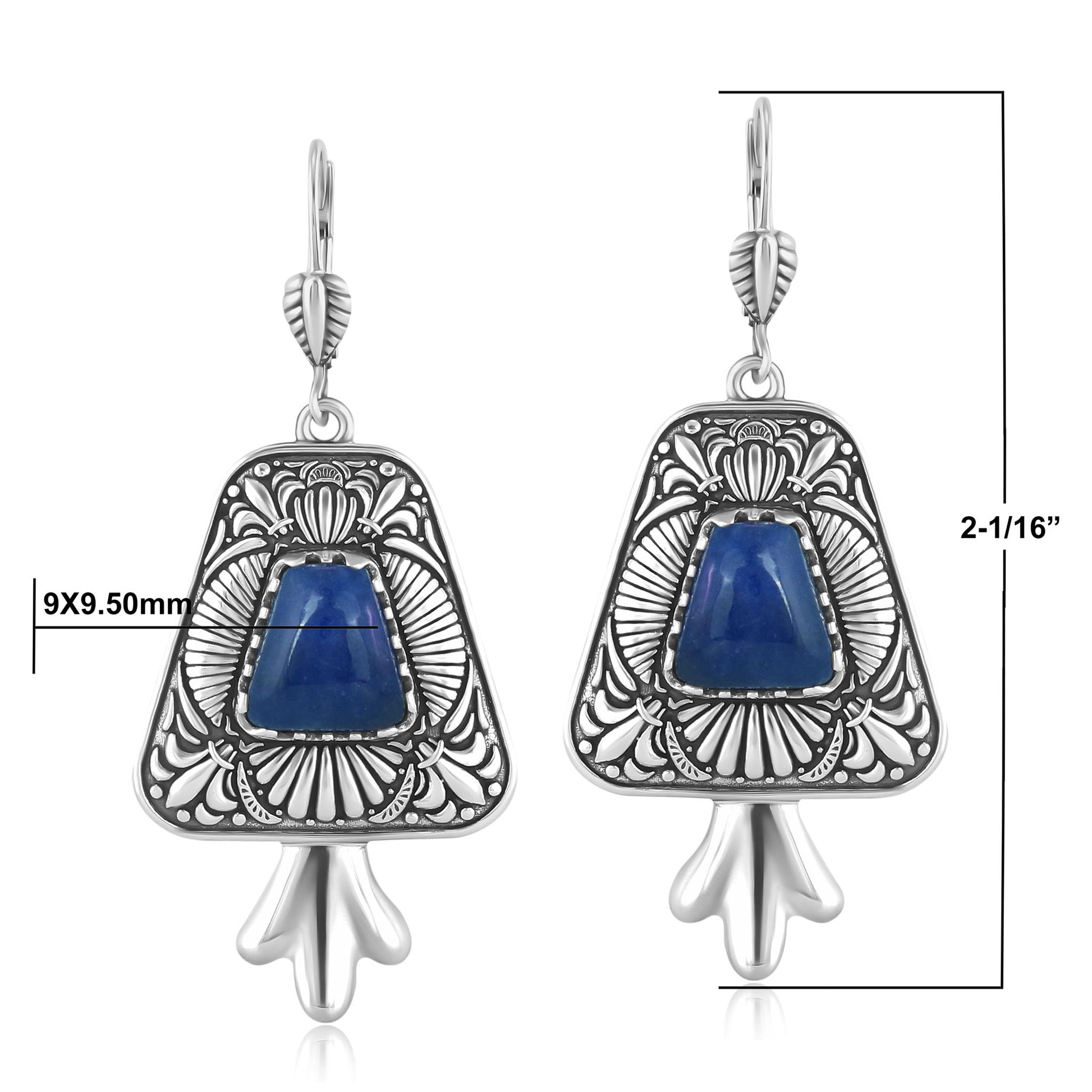 Sterling Silver Sodalite Trapeziod Earrings