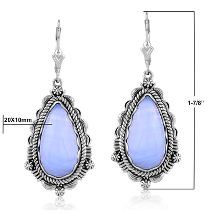 EXCLUSIVELY OURS! Sterling Silver Blue Lace Agate Pear-Shaped Dangle Earrings