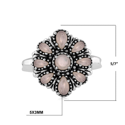  Sterling Silver White Mother of Pearl Flower Cluster Ring