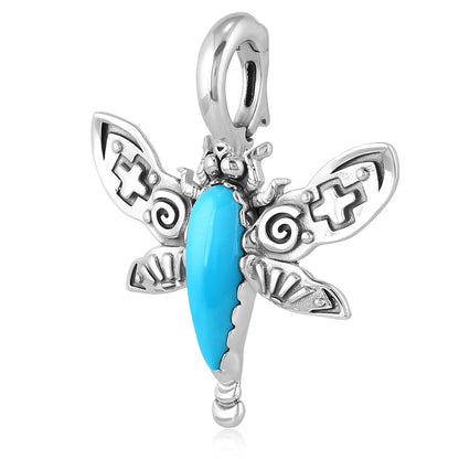 Sterling Silver Sleeping Beauty Turquoise Dragonfly Pendant Enhancer