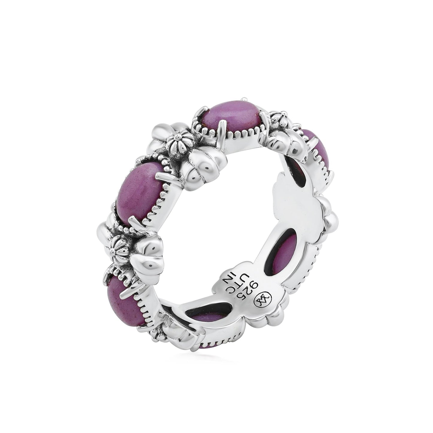 Sterling Silver Phosphosiderite Oval Concha Band Ring