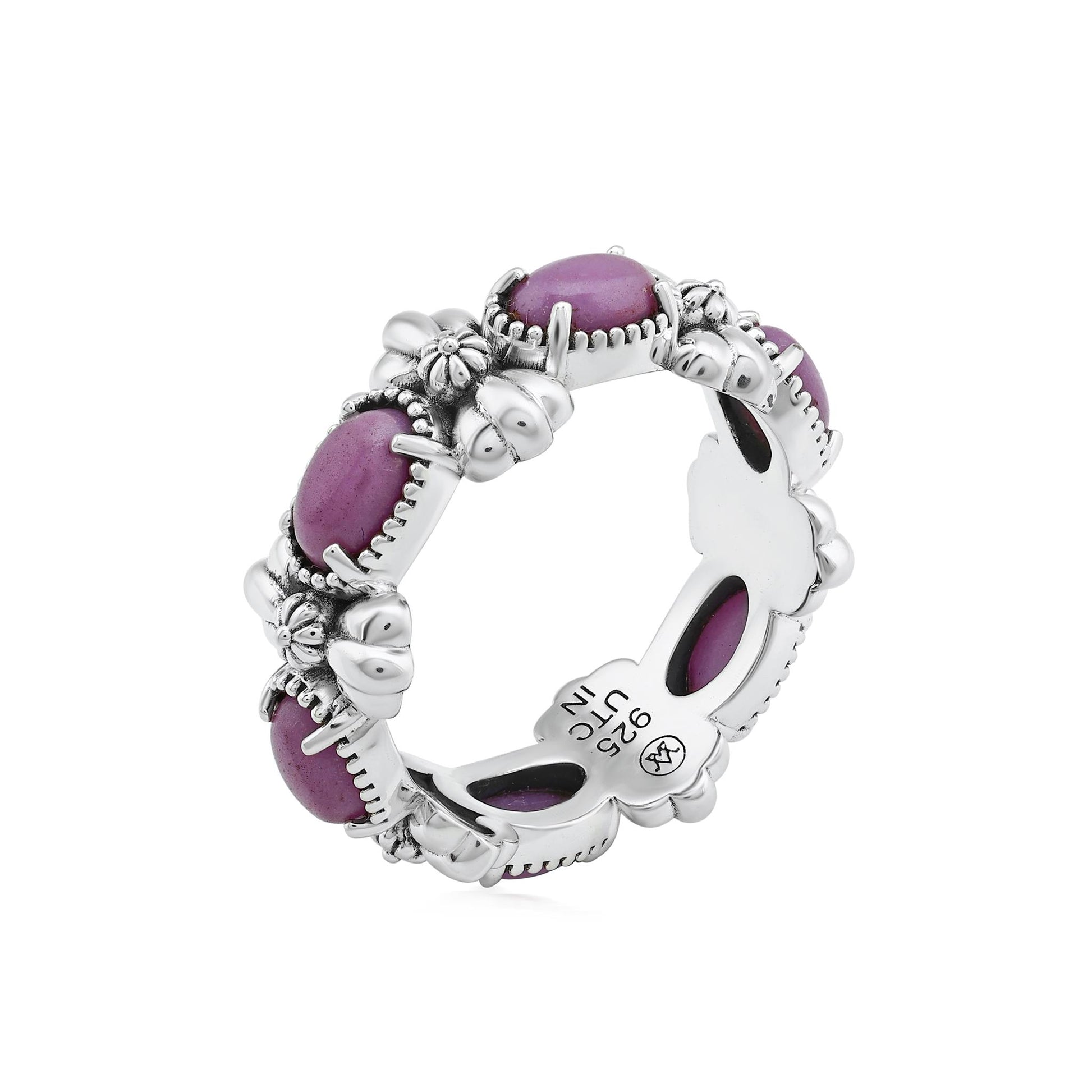 Sterling Silver Phosphosiderite Oval Concha Band Ring