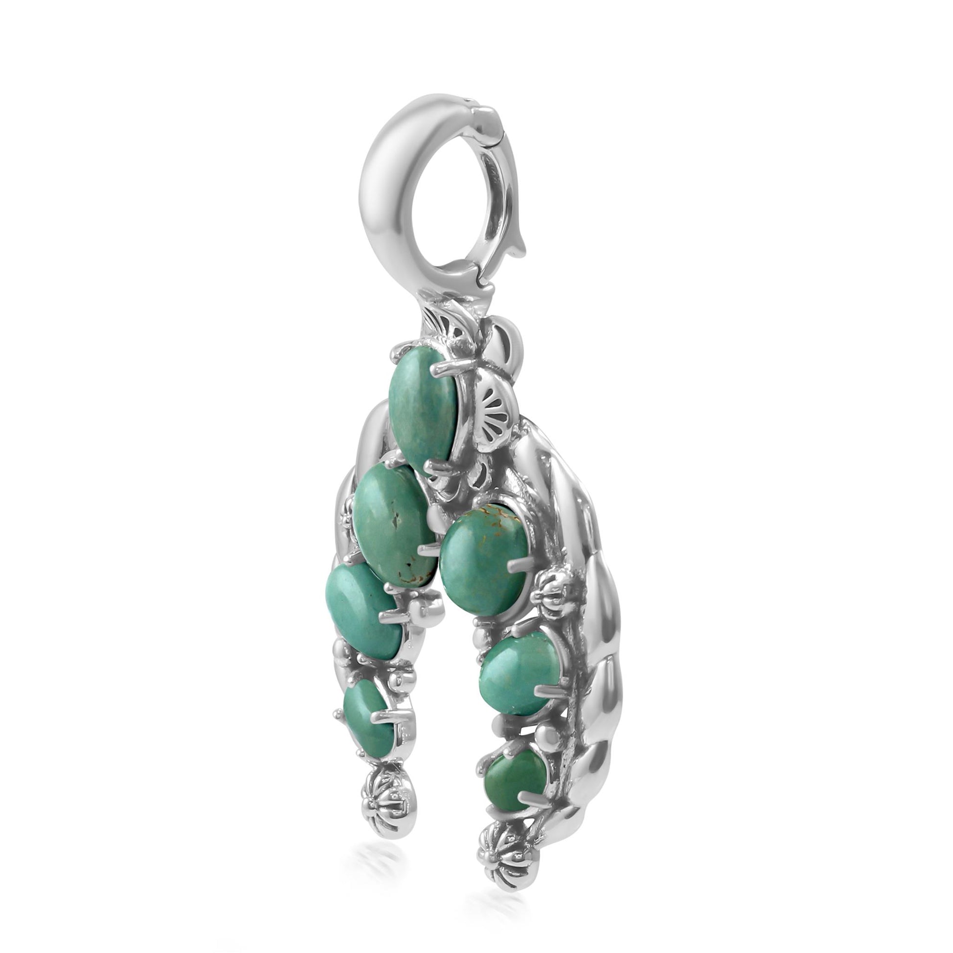 Sterling Silver Green Turquoise Twisted Rope Naja Pendant Enhancer