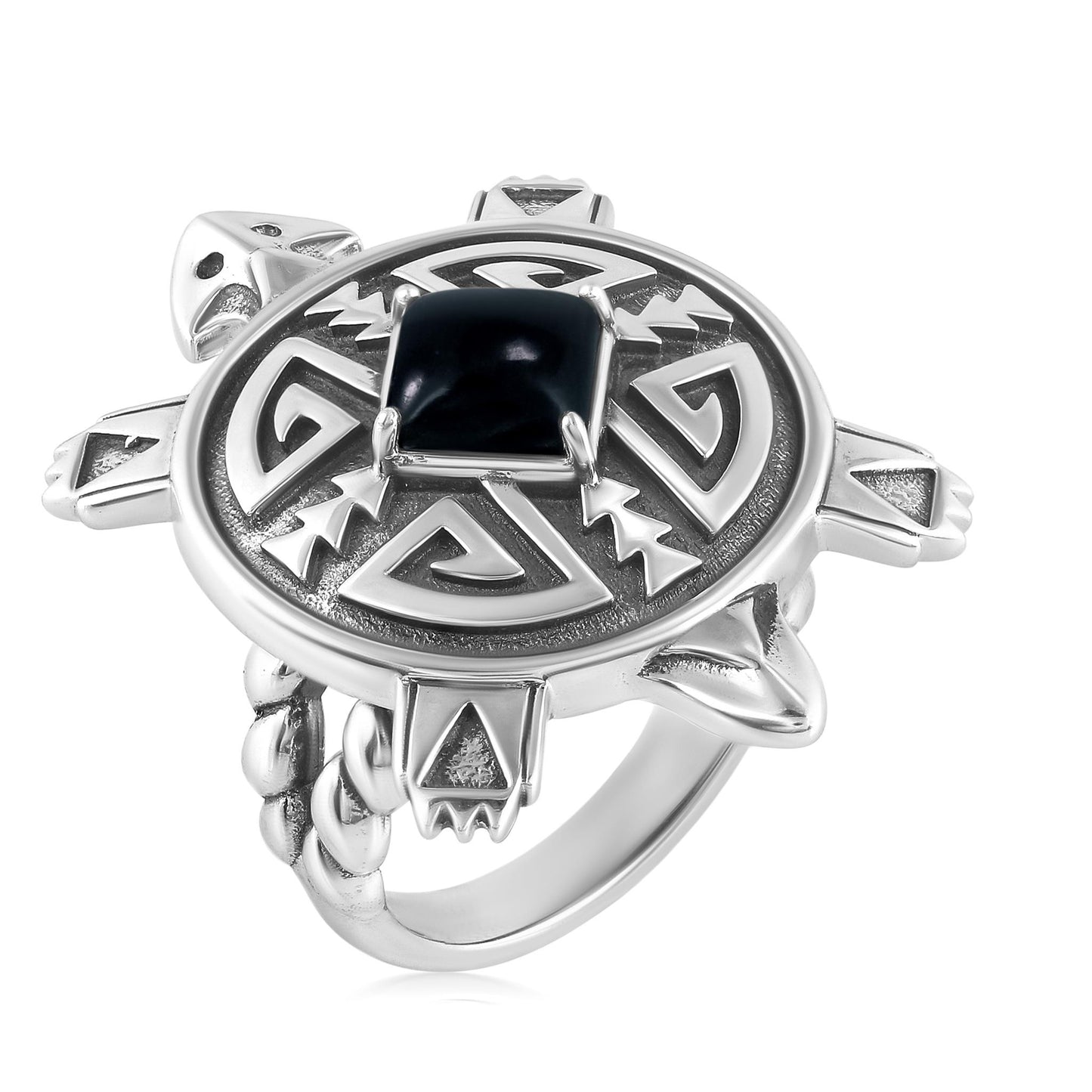 Sterling Silver Black Onyx Fritz Casuse Split Shank Turtle Ring