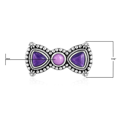 Sterling Silver Amethyst and Phosphosiderite Bow Tie Ring