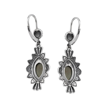 Sterling Silver Green Turquoise Marquise Cut Lever Back Earrings