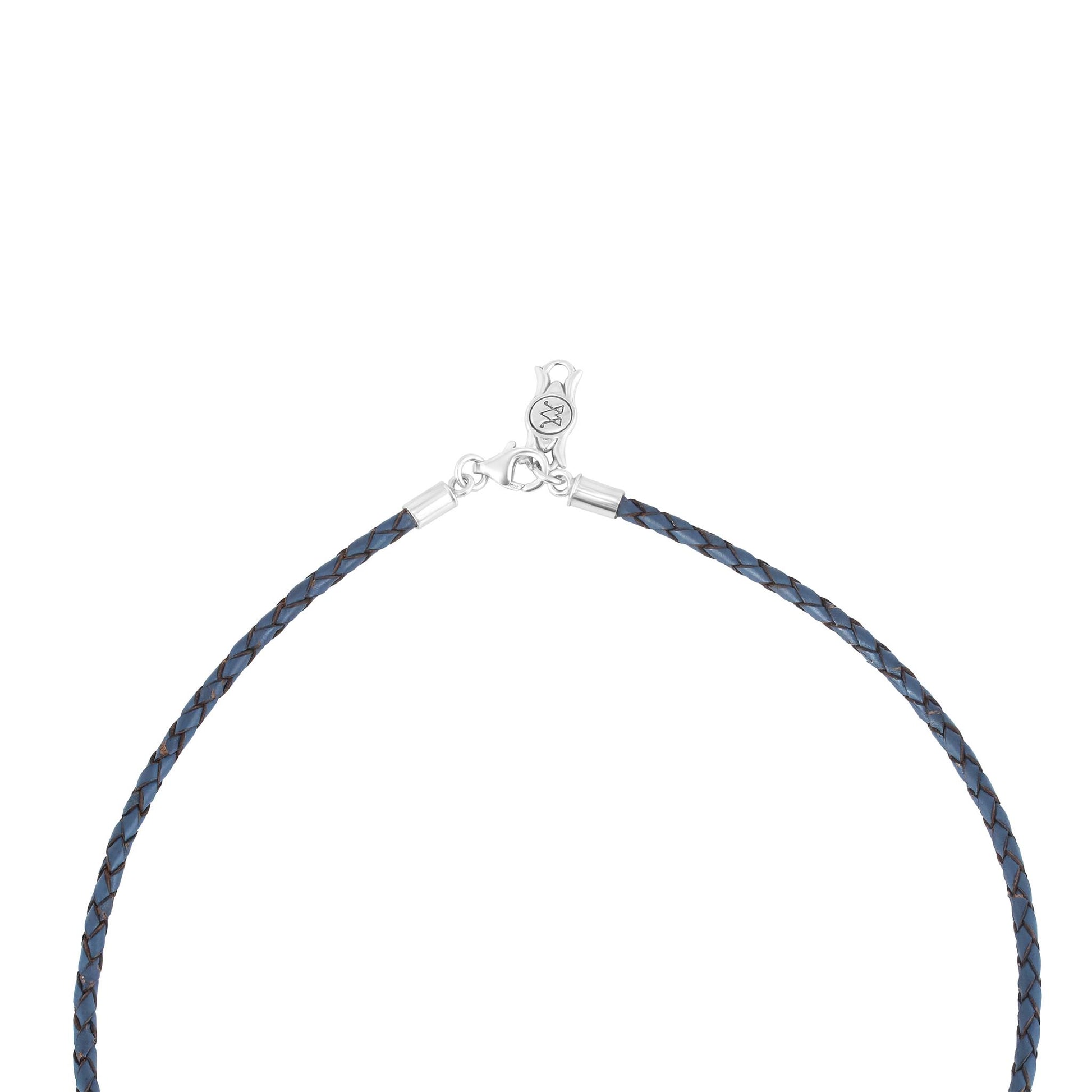 Sterling Silver Lapis Blue Leather Squash Blossom Necklace