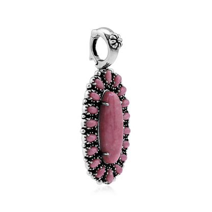  Sterling Silver Rhodonite Petit Point Gemstone Cluster Pendant Enhancer