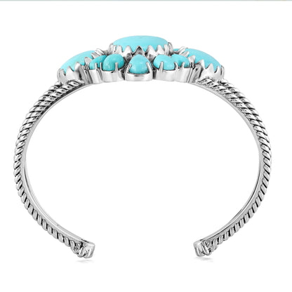 EXCLUSIVELY OURS! Sterling Silver Oval and Pear Kingman Turquoise Cuff Bracelet