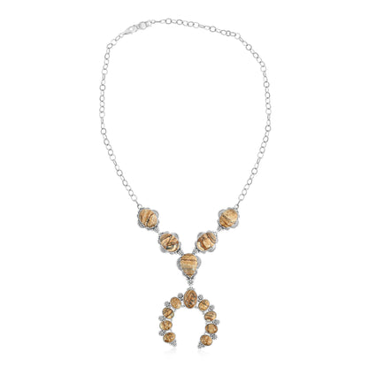 Sterling Silver Picture Jasper V-Shaped Naja Necklace
