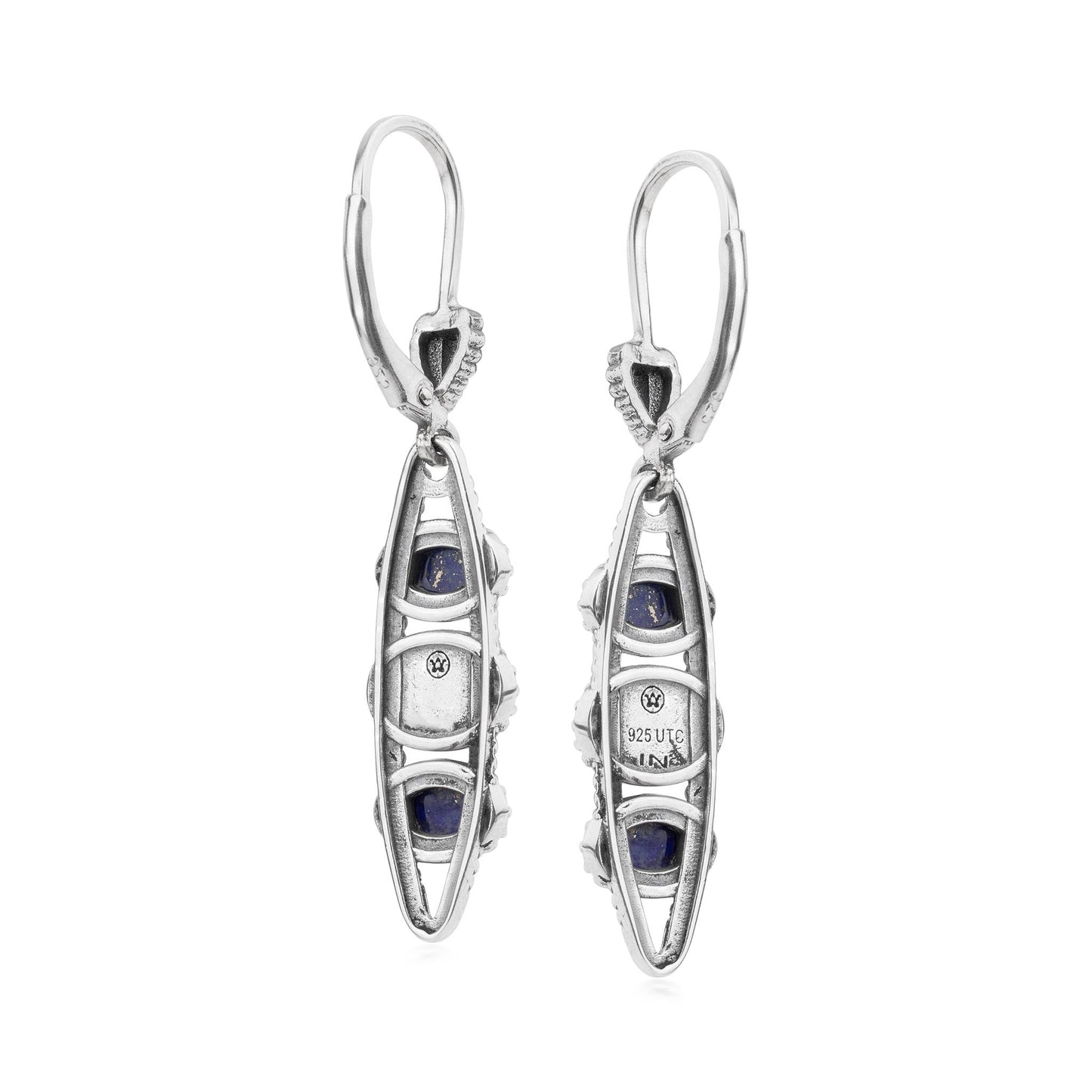 EXCLUSIVELY OURS! Sterling Silver Lapis Friendship Lever Back Dangle Earrings