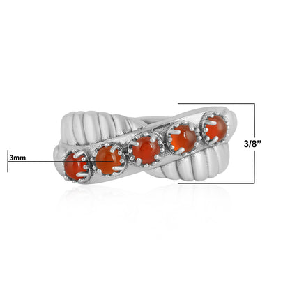 Sterling Silver Red Onyx Twist Band Ring