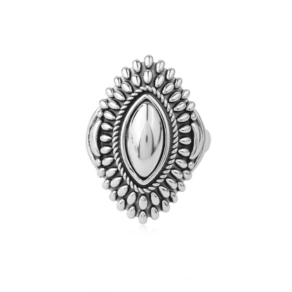 Sterling Silver Marquise Rope and Bead Ring