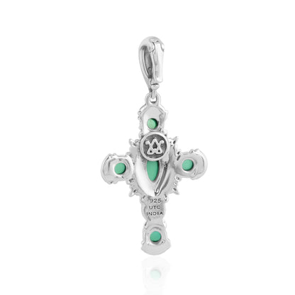 EXCLUSIVELY OURS! Sterling Silver Green Turquoise Cross Pendant Enhancer