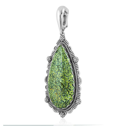 EXCLUSIVELY OURS! Sterling Silver Serpentine Teardrop Bordered Design Pendant Enhancer