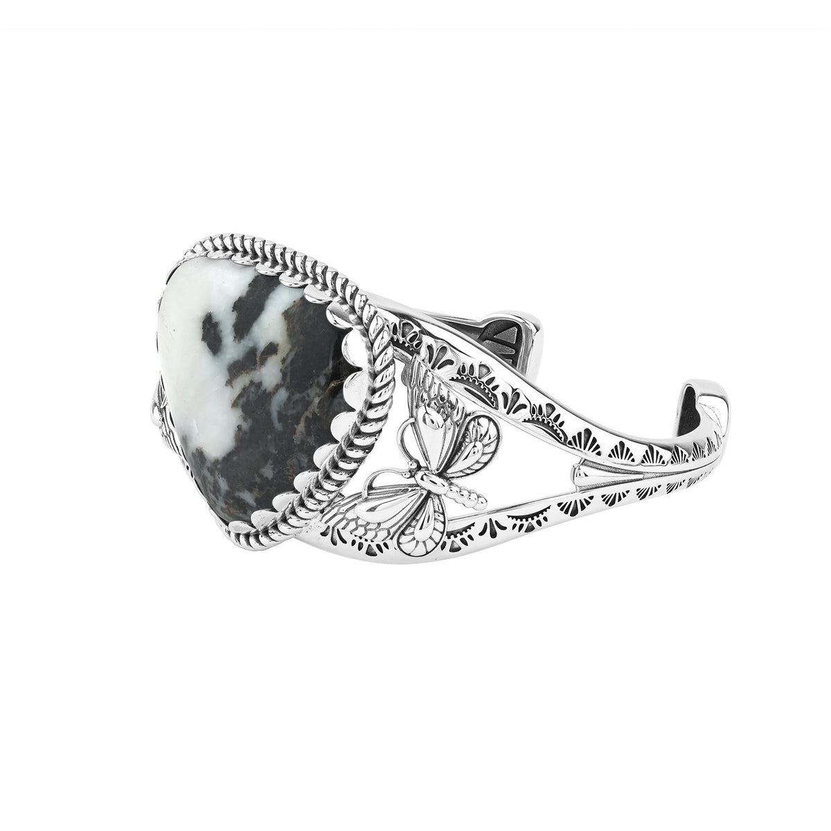 EXCLUSIVELY OURS! Sterling Silver White Buffalo Gemstone Butterfly Cuff Bracelet