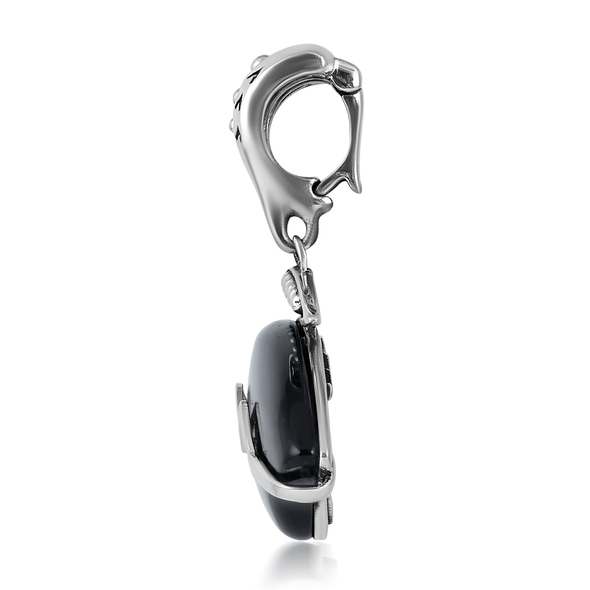 Sterling Silver Black Onyx Bear Pendant Enhancer