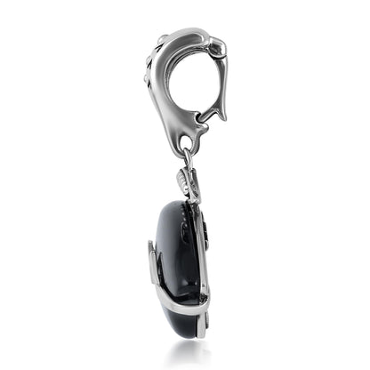 Sterling Silver Black Onyx Bear Pendant Enhancer