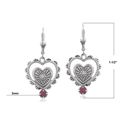EXCLUSIVELY OURS! Sterling Silver Rhodonite Concha Heart Lever Back Earrings