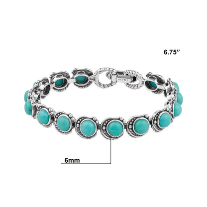 LIMITED EDITION! Sterling Silver Kingman Turquoise Round Cabochon Tennis Bracelet, Sizes Small to Large
