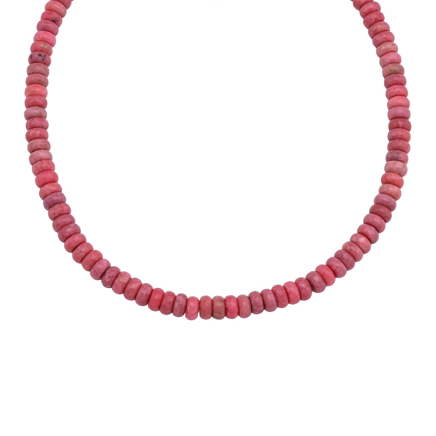 EXCLUSIVELY OURS! Sterling Silver Rhodonite Bead Necklace, 17 to 20 Inches