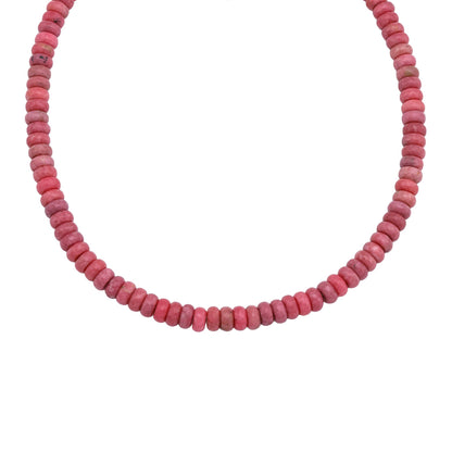 EXCLUSIVELY OURS! Sterling Silver Rhodonite Bead Necklace, 17 to 20 Inches